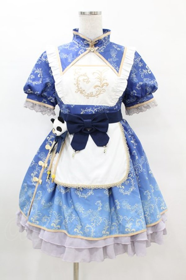画像1: To Alice / パンダチャイナメイドワンピース S ブルー H-25-04-04-1029-LO-OP-NS-ZH (1)
