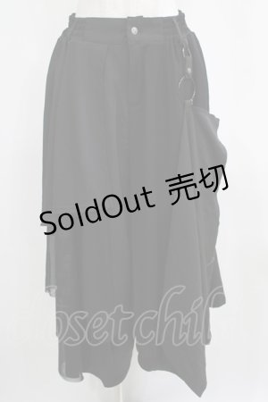 画像: Ozz conte / オーバー付ワイドパンツ  黒 H-25-04-04-052-OO-PA-KB-ZH