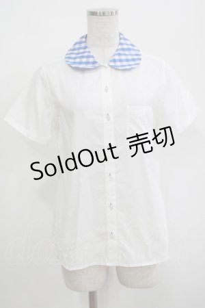画像: Jane Marple / ピクニックギンガムカラーのブラウス  白×青 H-25-04-04-064-JM-BL-KB-ZH
