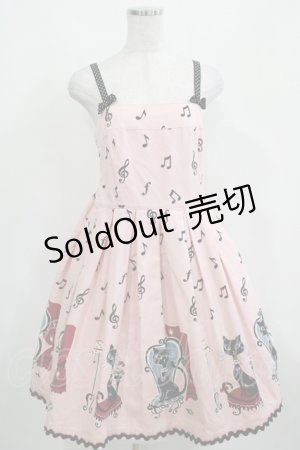画像: Emily Temple cute / 音符＆ネコノースリーブワンピース  ピンク H-25-04-04-019-ET-OP-KB-ZH
