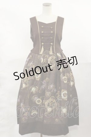 画像: axes femme / レトロクロック柄ジャンスカ M ブラウン H-25-04-05-1001-AX-OP-NS-ZH