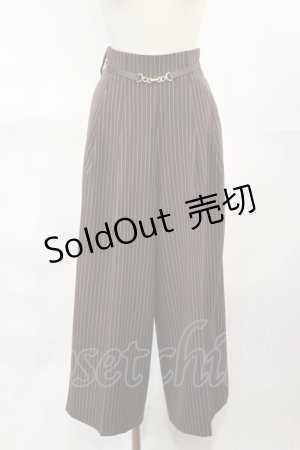 画像: F&A / ビットベルト付きレジメストライプパンツ 1 BROWN×WH H-25-04-05-1015-LO-PA-NS-ZH