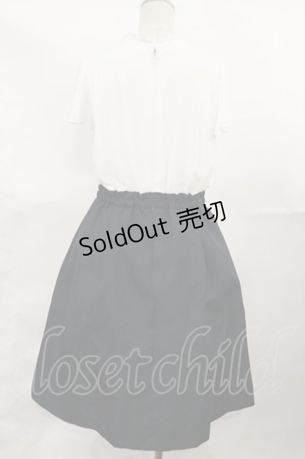 画像2: axes femme / ツイードドッキングワンピース M オフ/ネイビー H-25-04-05-1002-AX-OP-NS-ZH (2)