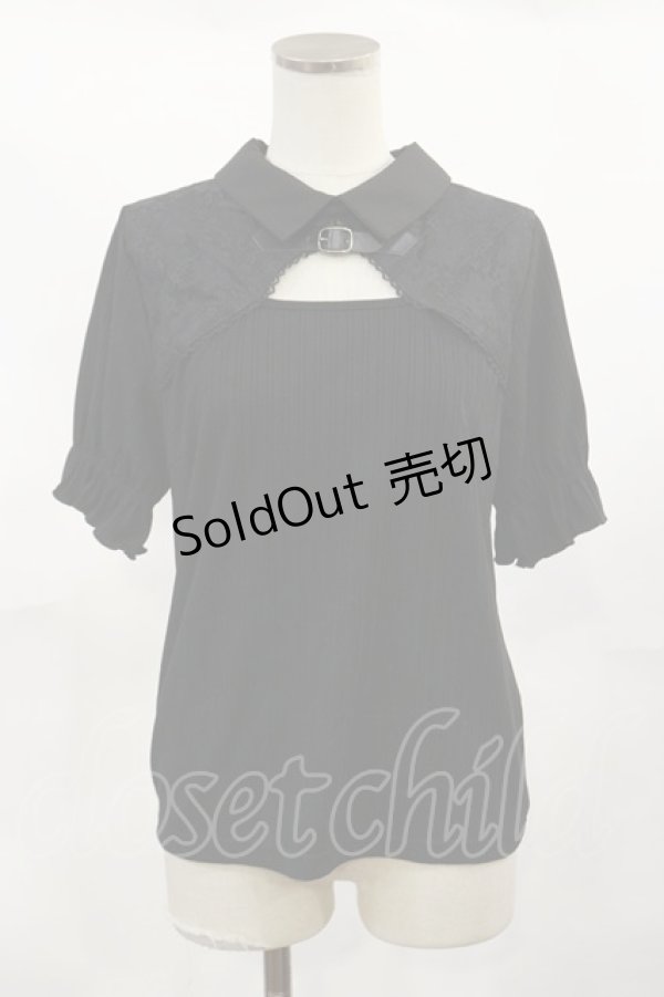 画像1: axes femme / ベルト付リブトップス Free ブラック H-25-04-05-1025-AX-TO-NS-ZH (1)