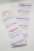 画像1: Angelic Pretty / カラフルボーダーオーバーニー  ピンク H-25-04-05-063-AP-ZA-NS-ZH (1)