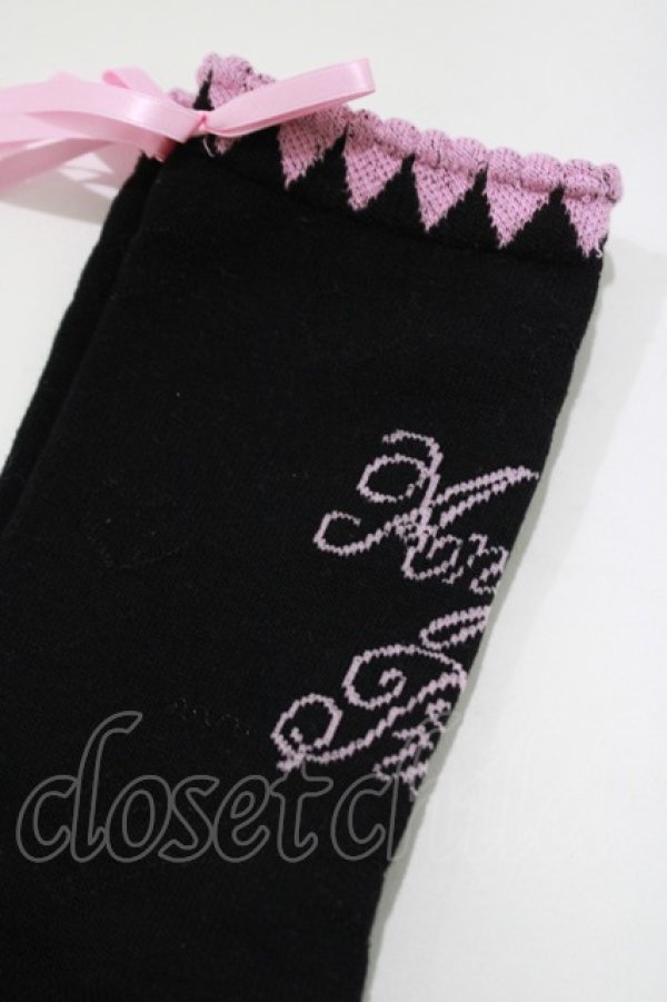 画像2: Angelic Pretty / ハートピコットリボンクルー丈ソックス Free ブラック H-25-04-05-065-AP-ZA-NS-ZH (2)
