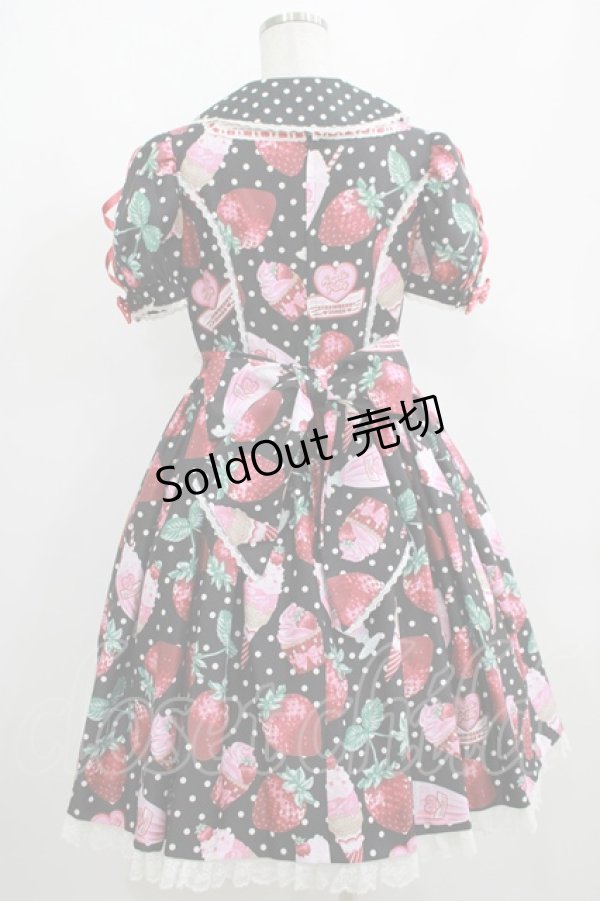 画像3: Angelic Pretty / Fresh Strawberry Dinerワンピース Free ブラック H-25-04-05-007-AP-OP-NS-ZH (3)