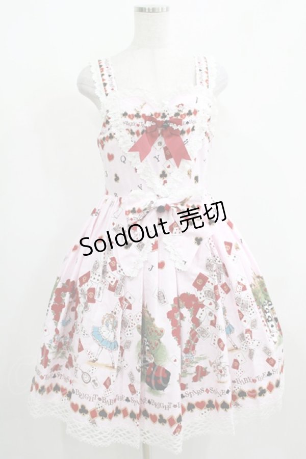 画像1: BABY,THE STARS SHINE BRIGHT / TRUMP ALICE柄ジャンパースカートI Free ピンク H-25-04-05-011-BA-OP-NS-ZH (1)