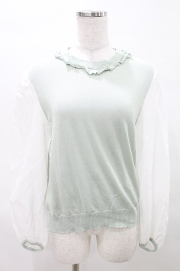 画像1: Jane Marple / シアースリーブプルオーバー  ミント×オフ H-25-04-06-034-JM-TO-KB-ZH (1)