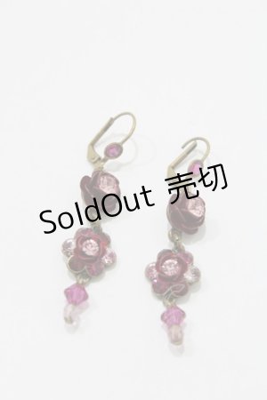 画像: Michal Negrin / フラワーチャームピアス  ゴールド×ピンク H-25-04-06-007-LO-AC-KB-ZH