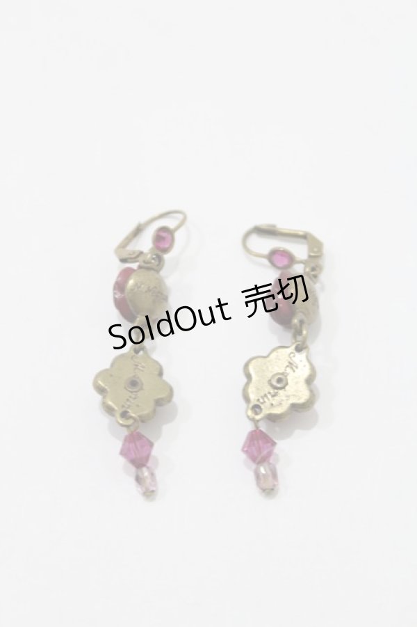 画像2: Michal Negrin / フラワーチャームピアス  ゴールド×ピンク H-25-04-06-007-LO-AC-KB-ZH (2)