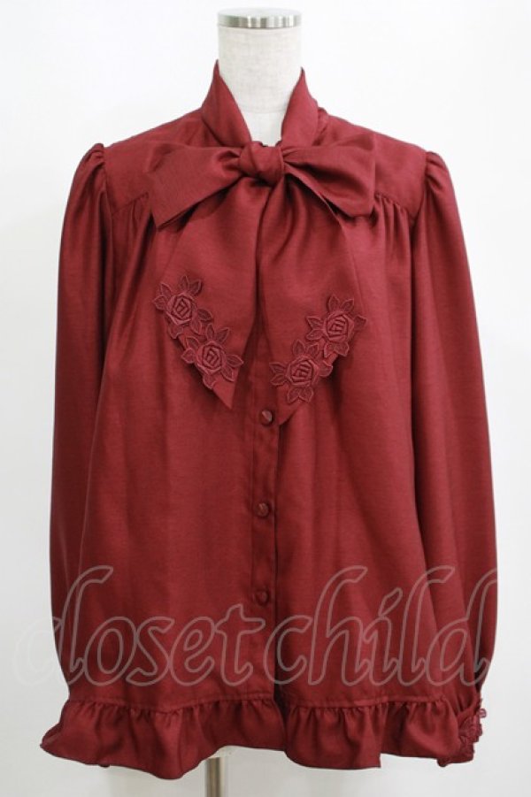 画像1: Enchantlic Enchantilly / ノーブルリボンタイブラウス M ボルドー H-25-04-06-1028-LO-BL-NS-ZH (1)