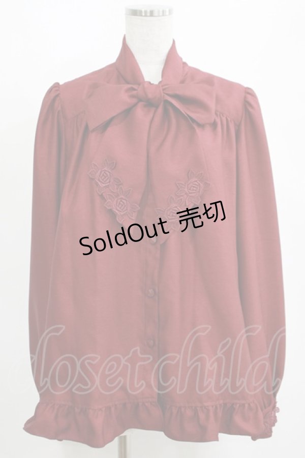 画像1: Enchantlic Enchantilly / ノーブルリボンタイブラウス M ボルドー H-25-04-06-1028-LO-BL-NS-ZH (1)