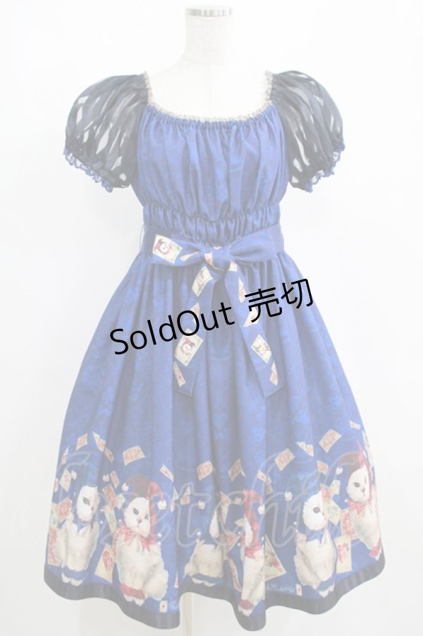 画像1: Enchantlic Enchantilly / トランプ ジョーカー キャットワンピース Free ブルー H-25-04-06-1004-LO-OP-NS-ZH (1)