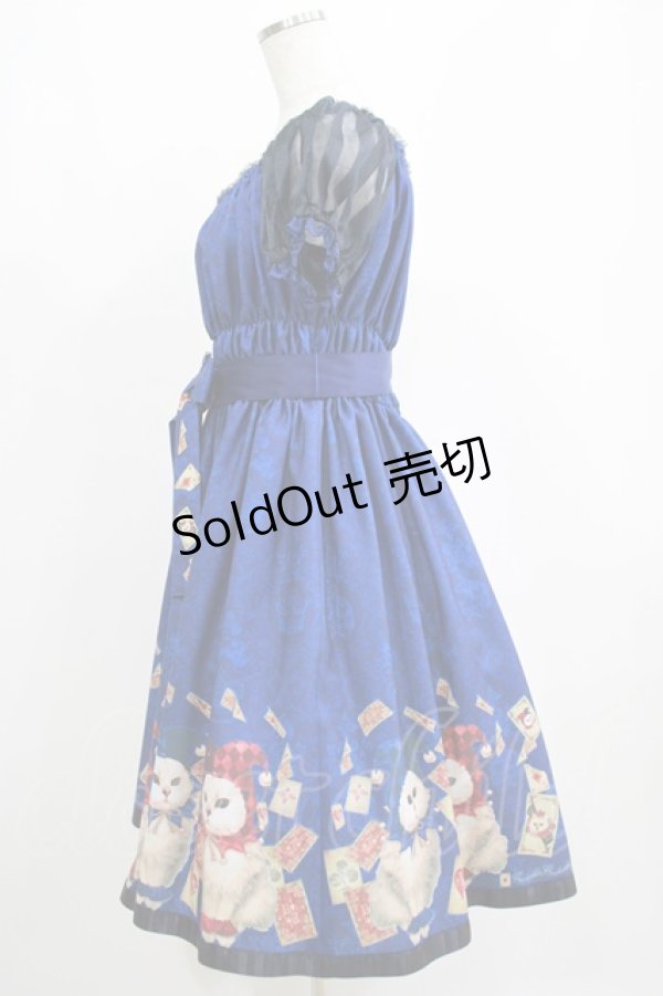 画像2: Enchantlic Enchantilly / トランプ ジョーカー キャットワンピース Free ブルー H-25-04-06-1004-LO-OP-NS-ZH (2)