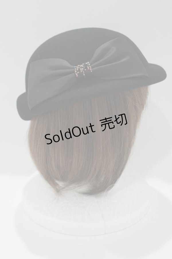 画像2: axes femme / リボン付ウールフェルトハット  ブラック H-25-04-06-1045-AX-AC-NS-ZH (2)