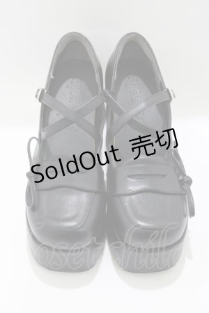 画像: Me roir / サイドリボン合皮ローファー L ブラック H-25-04-06-1083-GO-SH-NS-ZH