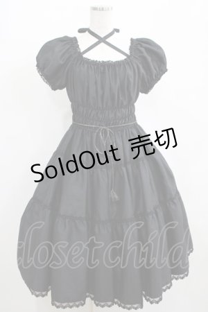 画像: Enchantlic Enchantilly / 薔薇レース三段ティアード シャンタンワンピース Free ブラック H-25-04-06-1007-LO-OP-NS-ZH