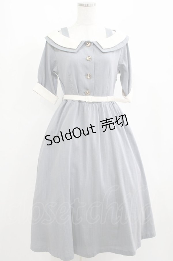 画像1: an another angelus / オフショルバイカラーワンピース Free BLUE GRAY H-25-04-06-1009-CA-OP-NS-ZH (1)