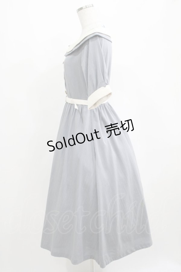 画像2: an another angelus / オフショルバイカラーワンピース Free BLUE GRAY H-25-04-06-1009-CA-OP-NS-ZH (2)