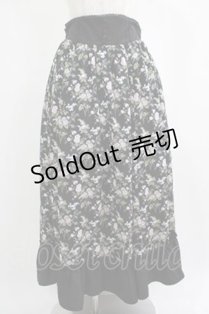 画像: Kurumi Collaboration / 花柄コルセット風スカート LL ブラック H-25-04-06-1020-GO-SK-NS-ZH
