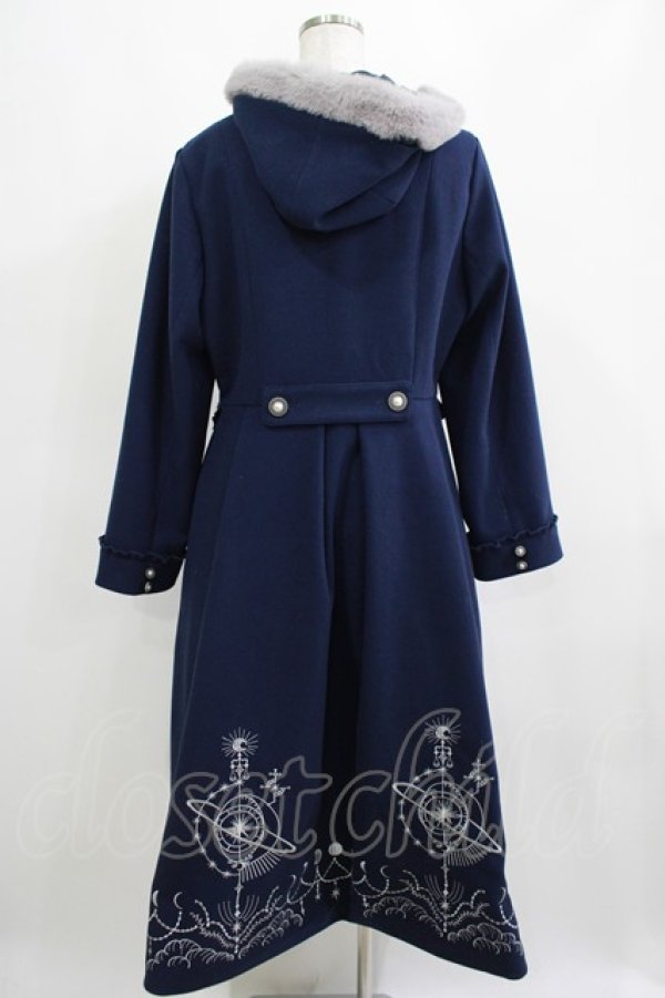 画像3: axes femme / 天体刺繍フード付コート L ネイビー H-25-04-06-1021-AX-CO-NS-ZT-C057 (3)