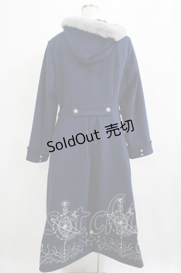 画像3: axes femme / 天体刺繍フード付コート L ネイビー H-25-04-06-1021-AX-CO-NS-ZT-C057 (3)
