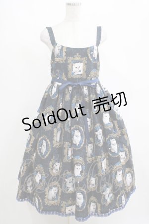 画像: Enchantlic Enchantilly / 猫の女王の肖像画ジャンパースカート Free ネイビー H-25-04-06-1003-LO-OP-NS-ZH
