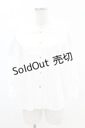 画像: MILK / ロゴ刺繍ハートボタンブラウス  白 H-25-04-07-039-ML-BL-KB-ZH