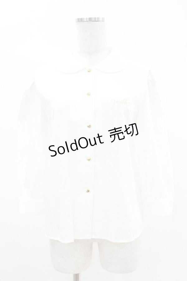 画像1: MILK / ロゴ刺繍ハートボタンブラウス  白 H-25-04-07-039-ML-BL-KB-ZH (1)