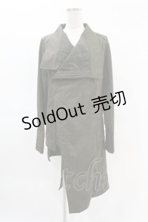画像: Ozz oneste / アシメロングジャケット  カーキ H-25-04-07-047-OO-JA-KB-ZH