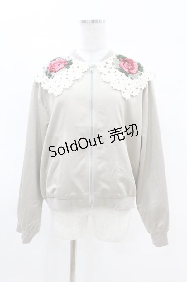 画像1: 【SALE】merry jenny / クロシェカラーサテンブルゾン Free アイボリー H-25-04-07-049-LO-JA-NS-ZT196 (1)