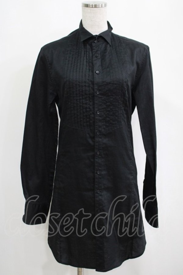 画像1: BPN FOR MEN / プリーツブラウス M 黒 H-25-04-07-1042-GO-BL-KB-ZH (1)