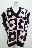 画像1: Candy Stripper / FLOWER PATTERN KNITベスト  ライトピンク H-25-04-07-1044-PU-TO-KB-ZT162 (1)