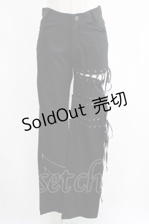 画像: BPN / レースアップ縫合パンツ M 黒 H-25-04-07-1049-GO-PA-KB-ZH