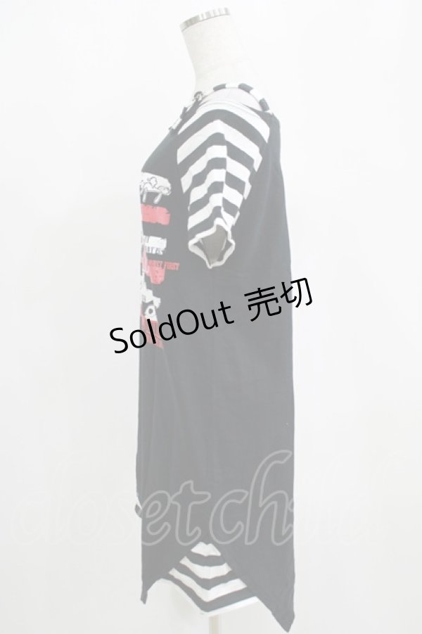 画像2: Deorart / 肩ベルト半袖プリントカットソー L 黒 H-25-04-07-1055-PU-TO-KB-ZH (2)