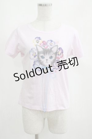 画像: MILK / パンジーCAT Tee  ピンク H-25-04-07-1064-ML-TO-KB-ZH
