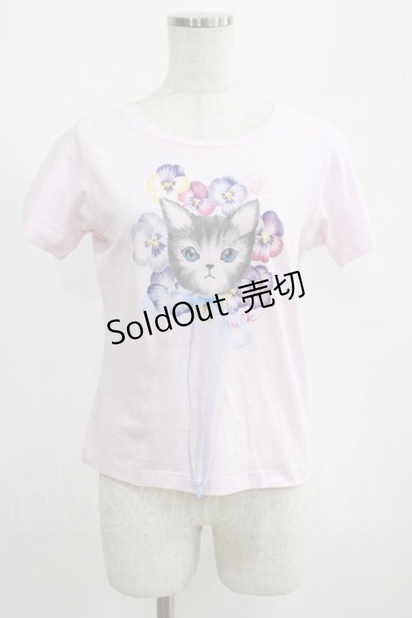 画像1: MILK / パンジーCAT Tee  ピンク H-25-04-07-1064-ML-TO-KB-ZH (1)