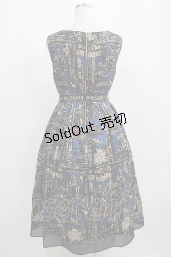 画像3: Jane Marple / Grimm stained glassスクエアドレス  ライトネイビー H-25-04-07-1001-JM-OP-KB-ZH (3)