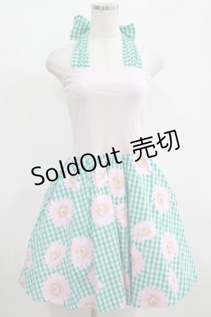 画像: MILK / Summerフラワーホルタードレス  グリーンギンガム×ピンクガーベラ H-25-04-07-1014-ML-OP-KB-ZH