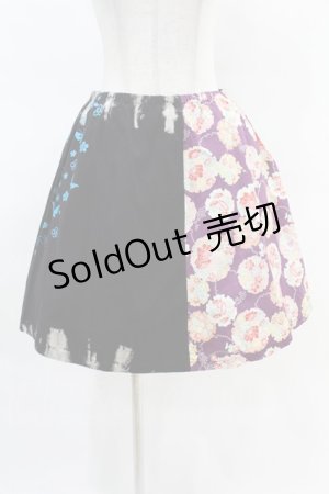 画像: gouk / 和柄切替プリントスカート  黒 H-25-04-07-021-GO-SK-KB-ZH