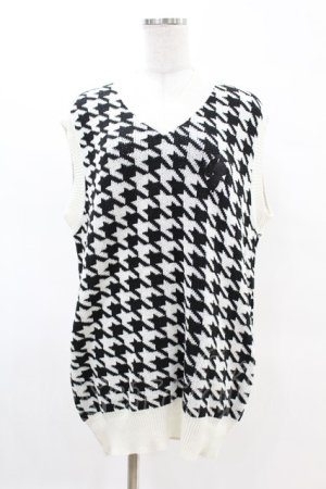 画像: NieR Clothing / ニットベスト  千鳥柄（白×黒） H-25-04-07-025-PU-TO-KB-ZH
