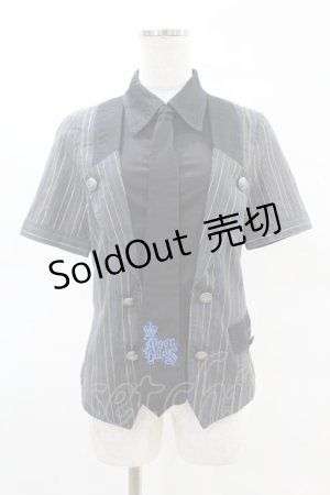 画像: ALGONQUINS / タイ付レイヤード風シャツ  黒 H-25-04-07-029-AL-BL-KB-ZH