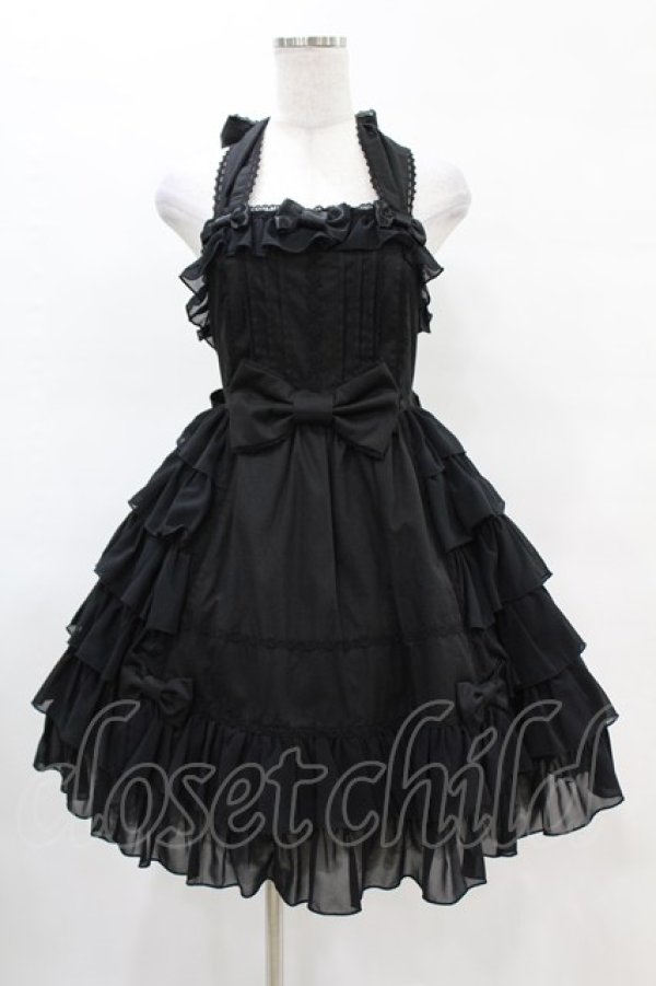 画像1: Angelic Pretty / ふんわりフリルホルタージャンパースカート Free ブラック H-25-04-08-001-AP-OP-NS-ZH (1)