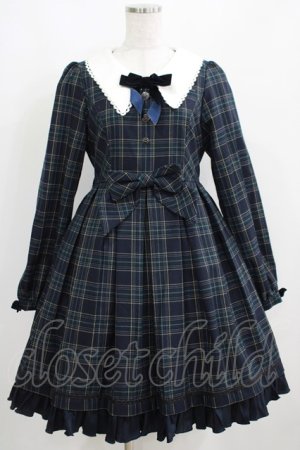 画像: Dear Celine / チェックリボンワンピース M ネイビー H-25-04-08-1028-LO-OP-NS-ZH