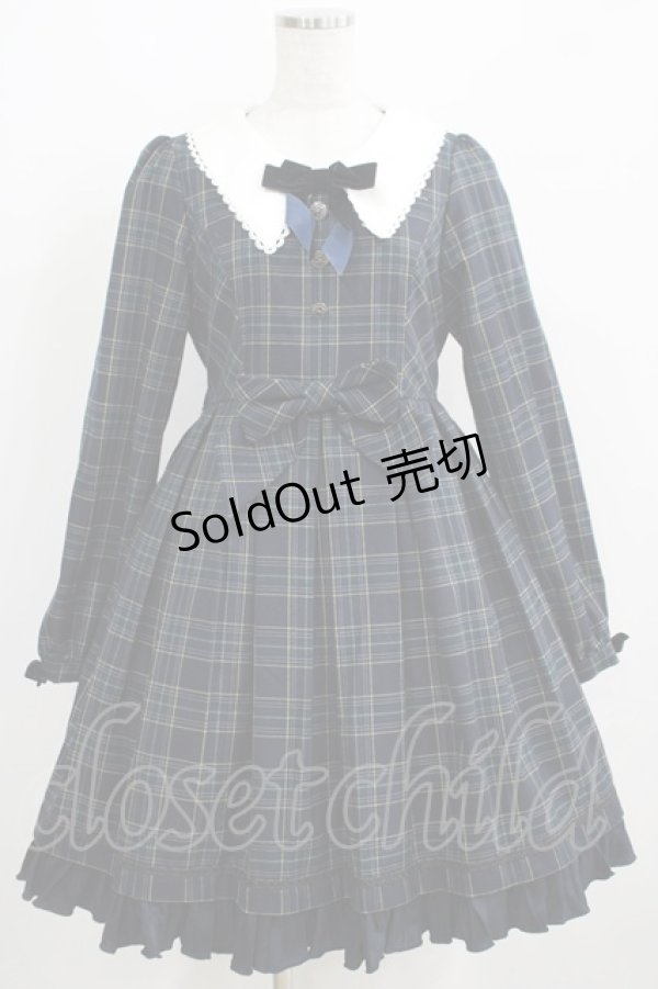 画像1: Dear Celine / チェックリボンワンピース M ネイビー H-25-04-08-1028-LO-OP-NS-ZH (1)