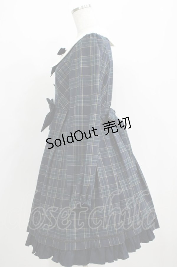 画像2: Dear Celine / チェックリボンワンピース M ネイビー H-25-04-08-1028-LO-OP-NS-ZH (2)