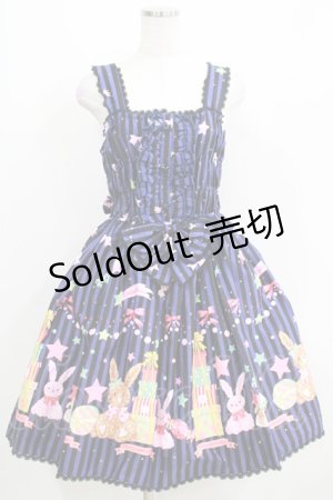 画像: metamorphose / Candy Star Rabbitシャーリングジャンパースカート Free ネイビー H-25-04-08-1030-ME-OP-NS-ZH