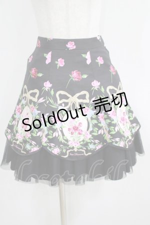 画像: JESUS DIAMANTE / プリンセスガーデンスカート 38 オーナメントリボンブラック H-25-04-08-1043-JE-SK-NS-ZH