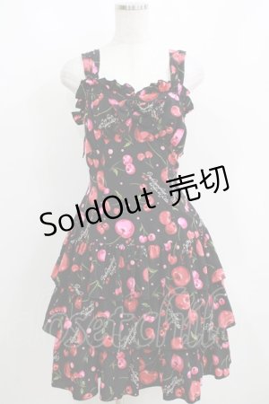 画像: metamorphose / Vintage Cherryジャンパースカート（ロイヤルデシン） Free ブラック H-25-04-08-1049-ME-OP-NS-ZH
